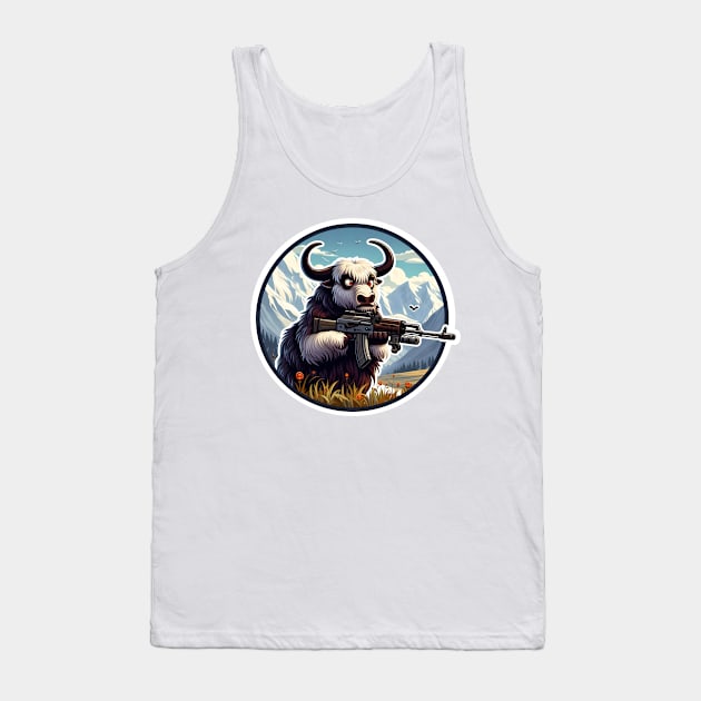 Tactical Yak Tank Top by Rawlifegraphic